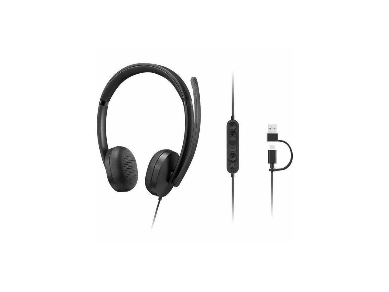 Lenovo - 5000 VoIP Headset - Microsoft Teams - USB A/C - Stereo - Noise Red - Black