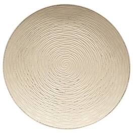BreeBe - Antiqued White Carved Wood Plate - 15.5" - Cream