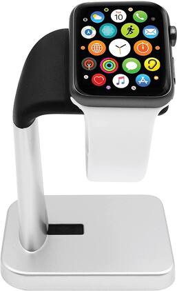 Macally - Apple Watch Stand for Series Ultra 11,10, 9, 8, 7, 6, 5, 4, 3, 2, 1, SE (49mm 45mm 44mm 42mm 41mm 40mm 38mm) - Silver