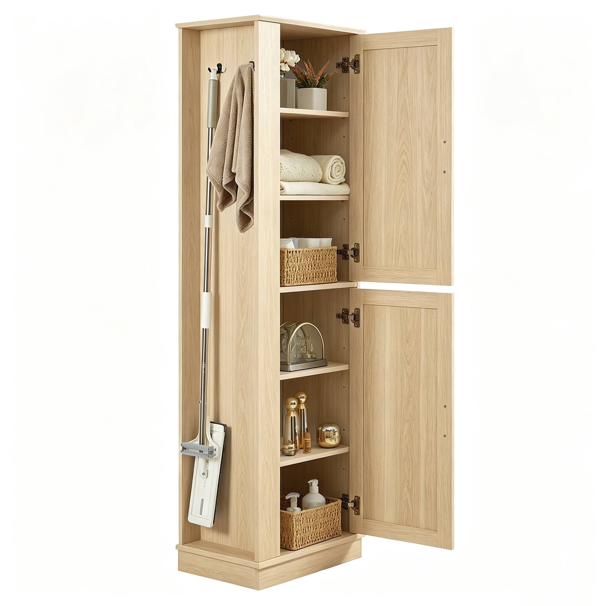 Front. Forest'nSky - 68" Freestanding Storage Cabinet with Hook and Adjustable Shelf in Natural - Natural.