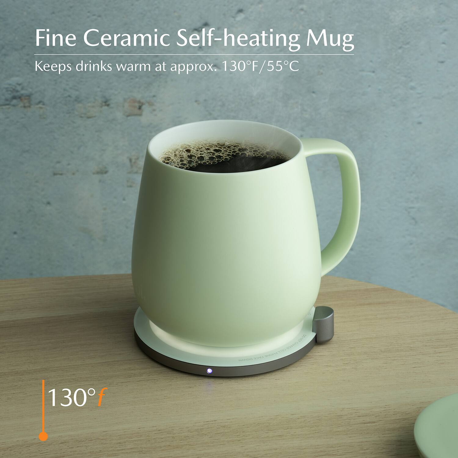 Fine Ceramic Self-heating Mug  
Keeps drinks warm at approx. 130°F/55°C
