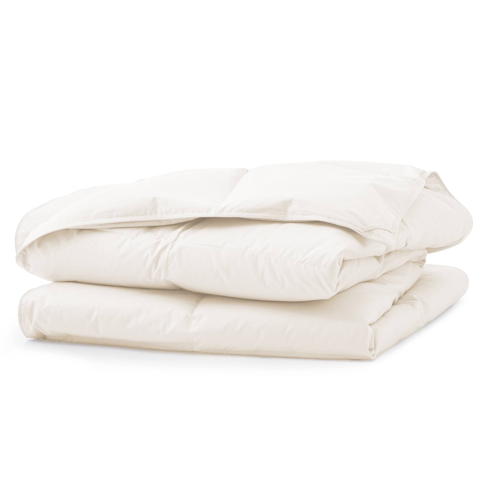 Left. Puredown - Puredown Lightweight Organic Cotton Down Fiber Comforter, Off-white, Twin - Off-white.