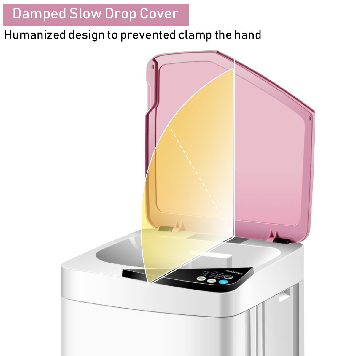 Damped Slow Drop Cover: Humanized design to prevent clamping the hand.