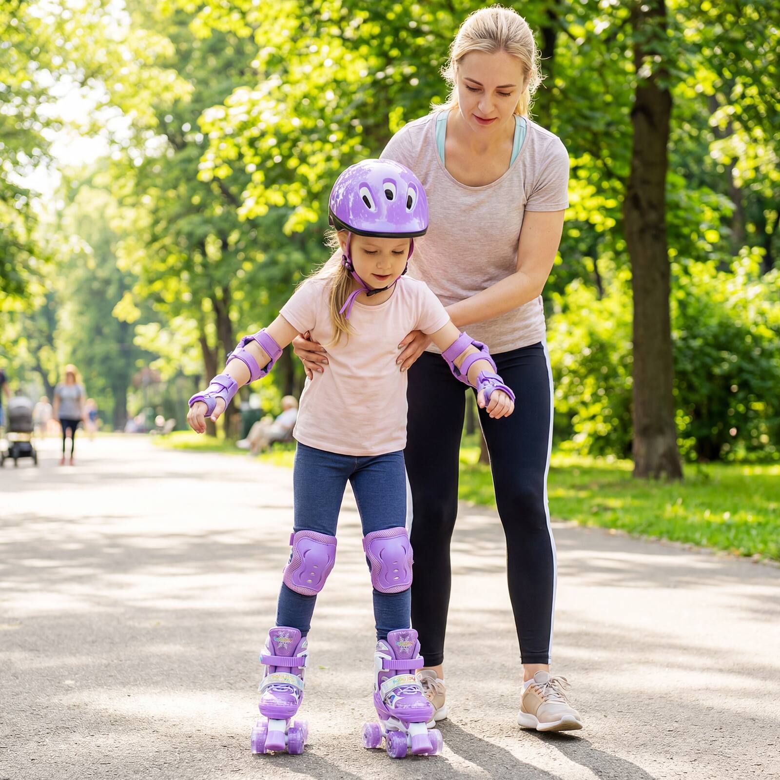 Alt View 3. Gymax - Gymax Kids Roller Skates 4 Sizes Adjustable Quad Skates w/Light-up Wheels for Sports Purple - Purple.