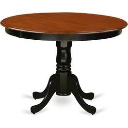 East West Furniture - 5 Pc set with a Round Kitchen Table and 4 Leather Dinette Chairs in Linen White - Black