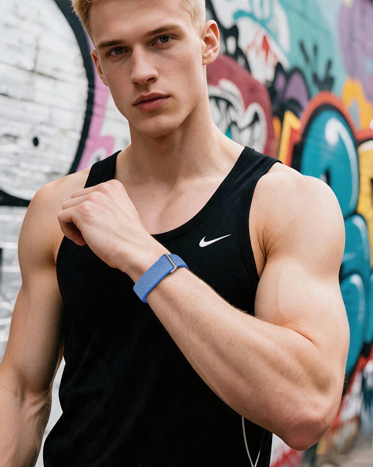 Alt View 4. Fintie - Magnetic Nylon Sport Loop Band for Google Fitbit Air, Soft Nylon Solo Loop Breathable Adjustable Replacement Strap - Glacier Blue.