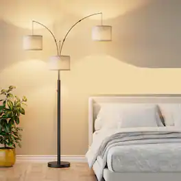 Z-Edge - Dimmable 3 Lights Floor Lamp, 2700LM Super Bright Arc Floor Lamps for Living Room, Modern Tall Standing Lamp With Shades - Black