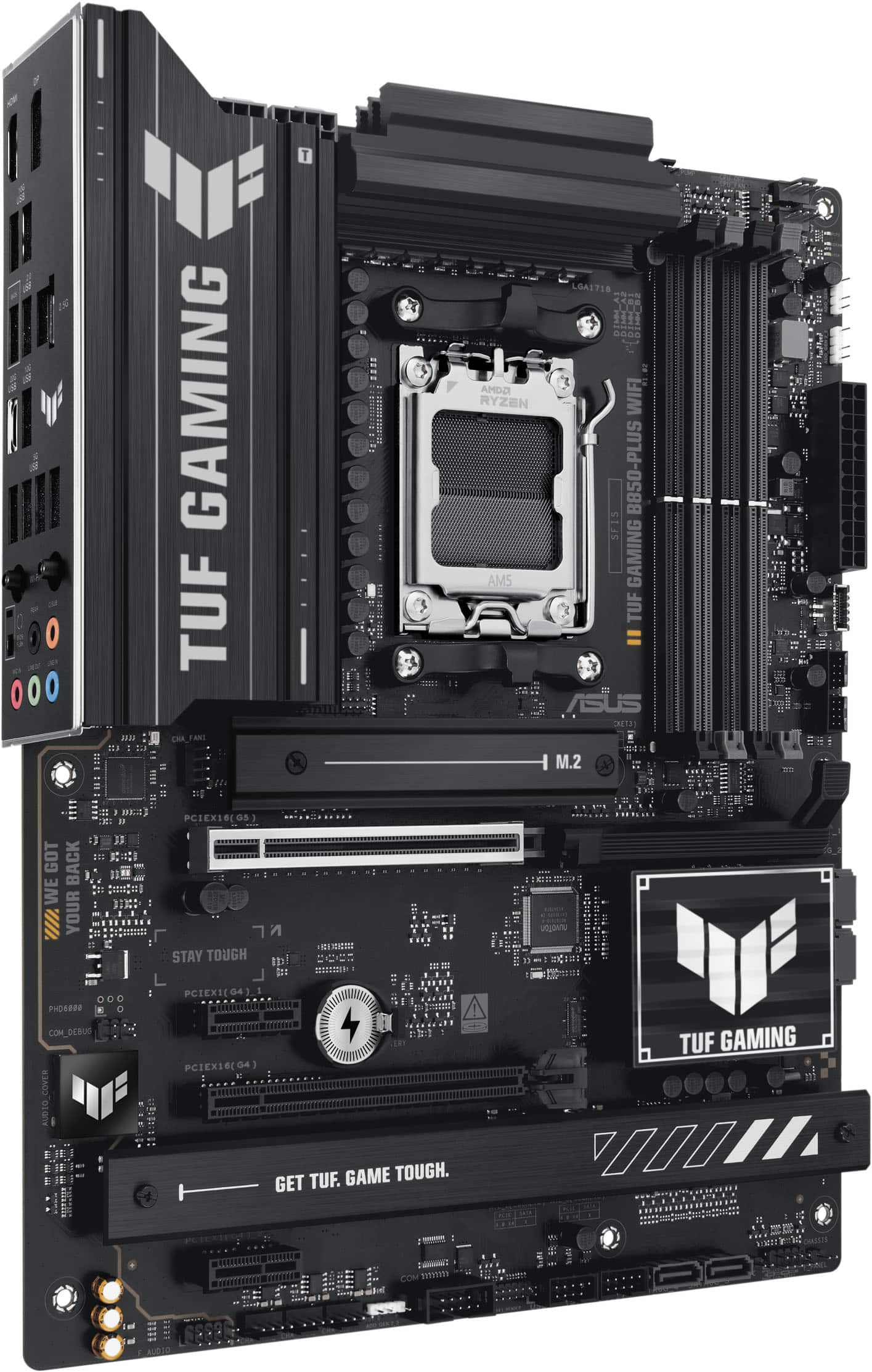 1. GAMING TUF CHAMPION: AMD Ryzen 5 3600, B850-PLUS, SLJS, AM5, GAMING TUF = ASUS M.2 E.
2. Get back in the game with your PC.
3. Cover audio with PCIe x16 (G5) and PCIe x16 (G5) slots.
4. Stay tough with TUF GAMING.
5. TUF GAMING = ASUS M.2 E.
6. Get back in the game with your PC.