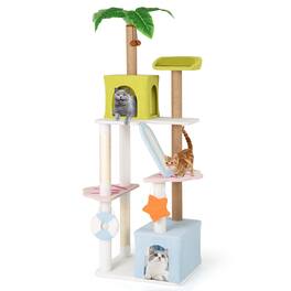 Gymax - 71'' Large Cat Tree Multi-level Cat Tower Furniture w/ Scratching Ramp