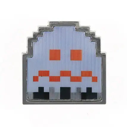 Front. Nerd Block - PAC-MAN Scared Ghost Enamel Collector Pin - Gray.