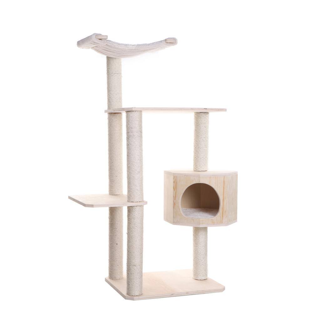 Angle. Armarkat - Real Wood Premium Scots Pine 54Inch Cat Tree With Three Levels Perch Condo - Beige.