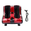 Angle. Costway - Shiatsu Kneading Rolling Vibration Heating Foot Calf Leg Massager - Red/Black.