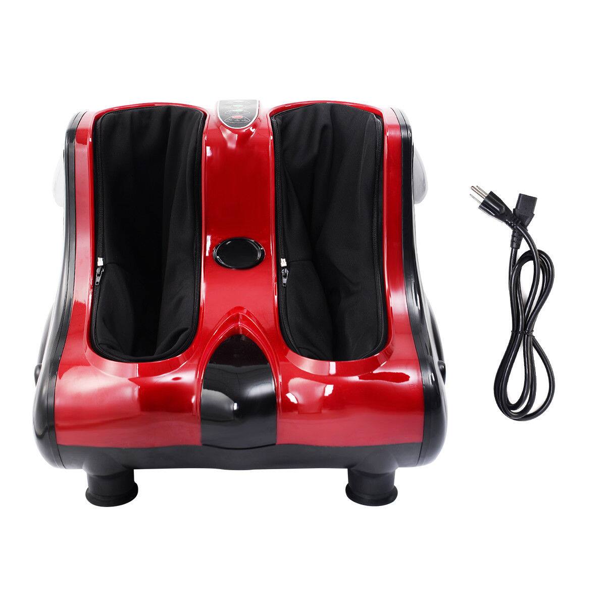 Costway - Shiatsu Kneading Rolling Vibration Heating Foot Calf Leg Massager - Red/Black