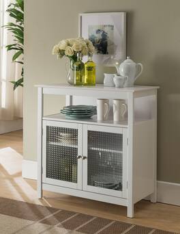 Kings Brand Furniture - 2-Door Sideboard Buffet Storage Cabinet for Dining Room, Kitchen Accent Cabinet - White