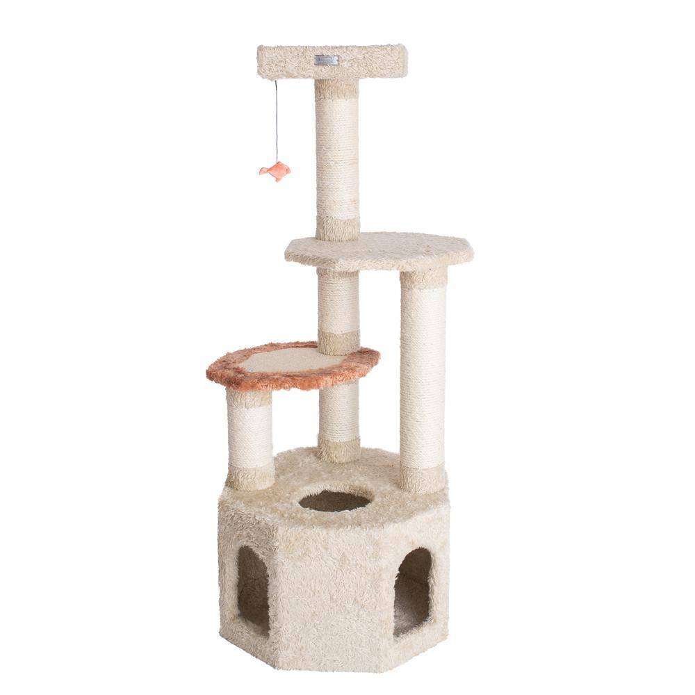 Left. Armarkat - Soft HeavyCarpet Real Wood Cat Furniture With Condo For Large Cat - Beige.