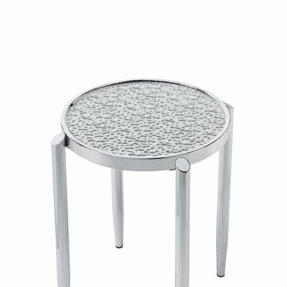 Alt View 2. Manhattan Lane - End Table with Tubular Rounded Legs and Frosted Glass Top - Silver.