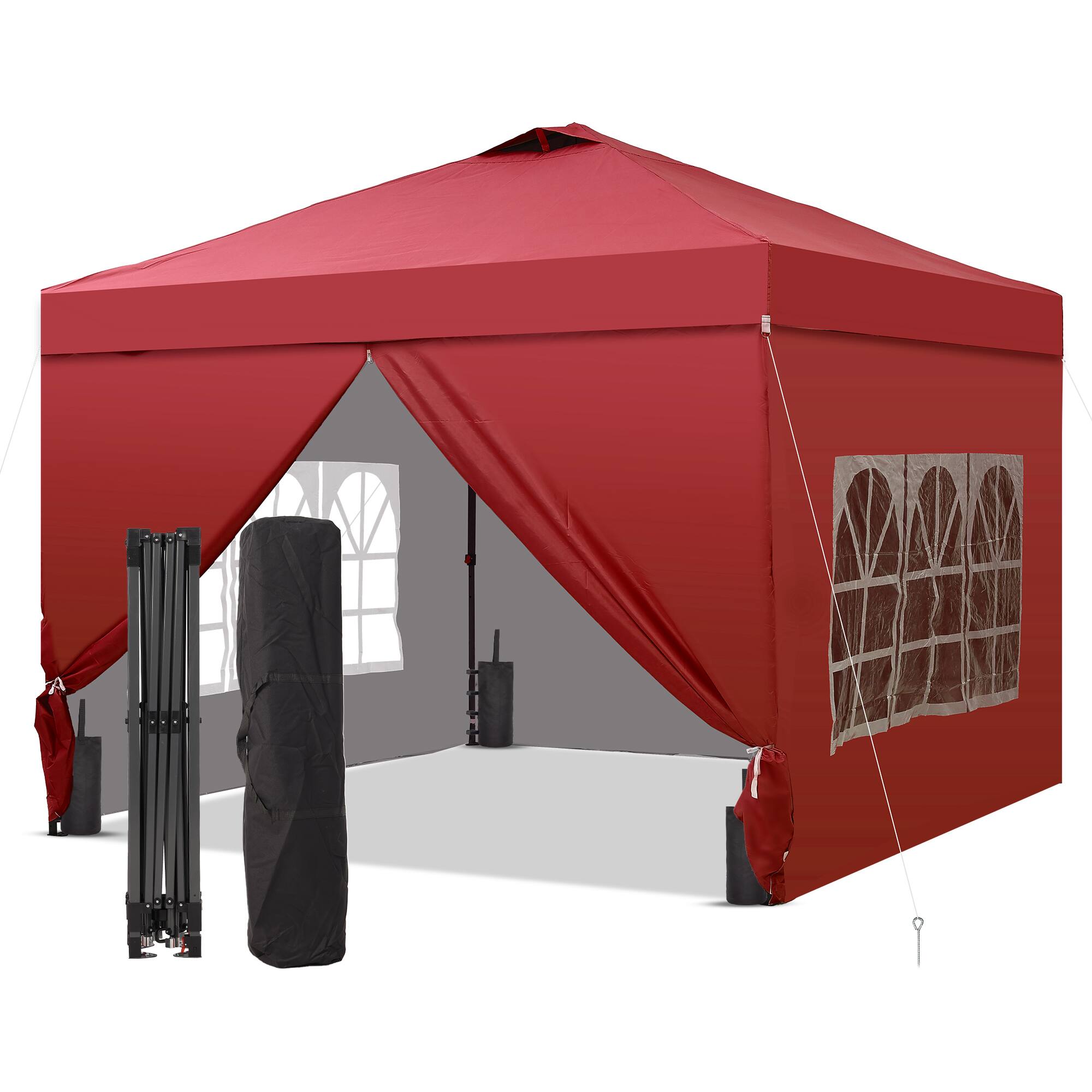 Front. Ainfox - Ainfox 10x10 Pop Up Canopy with Sidewalls Adjustable  Outdoor Instant Canopy Tent with Carry Bag - red.