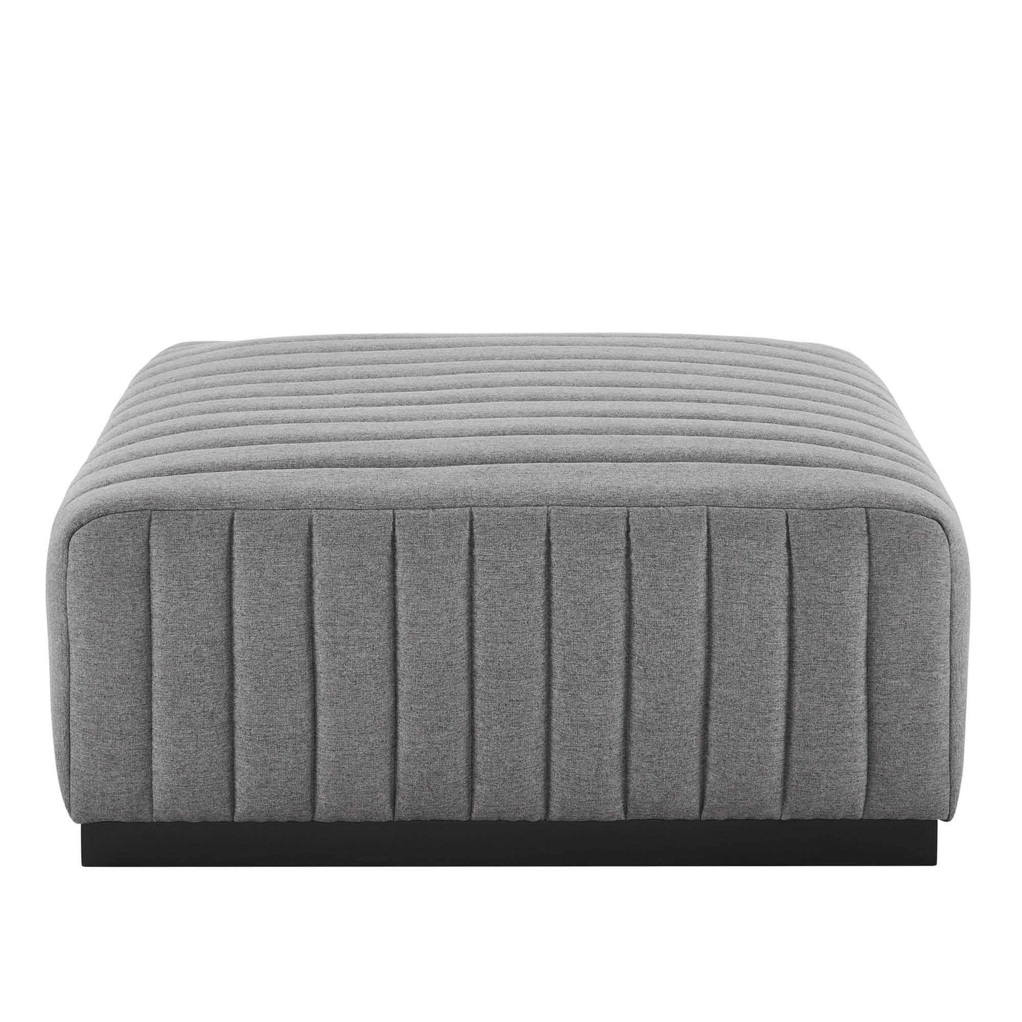 Back. Modway - Conjure Channel Tufted Upholstered Fabric Ottoman by Modway - EEI-5501-BLK-LGR.