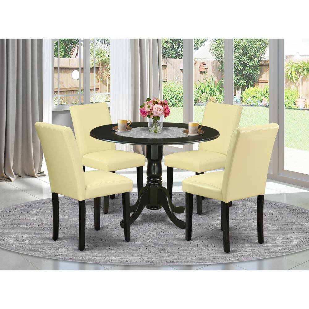 Left. East West Furniture - Dining Room Set Black - Brown.