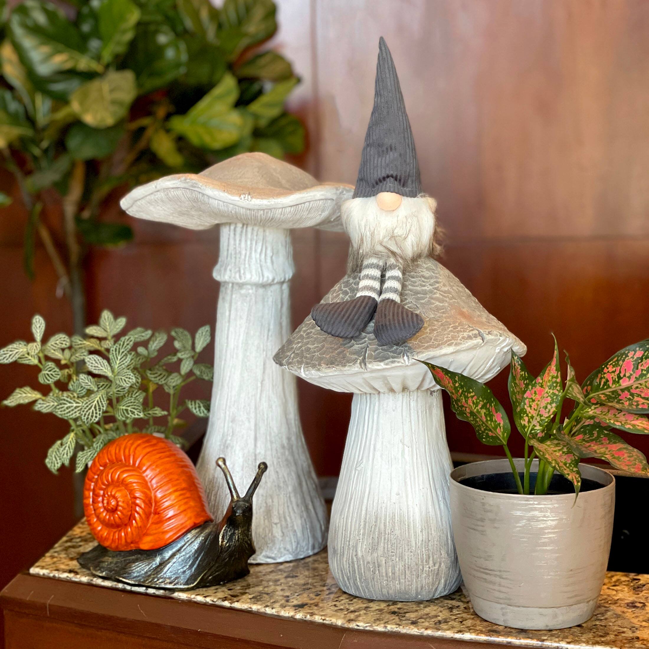 Alt View 3. Things2Die4 - Grey Polyester Garden Gnome Shelf Sitters Home Decor Plush Decorations Set of 2 - Grey.