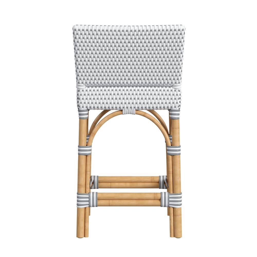 Alt View 1. Butler Specialty - Serienna Rectangular Rattan Low Back 24.5" Counter Stool - White And Gray.