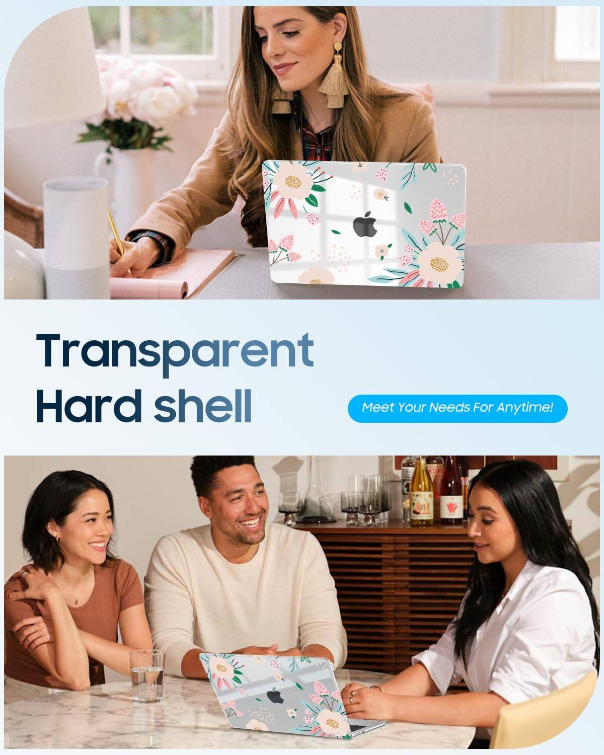 Transparent Hard shell  
Meet Your Needs For Anytime!
