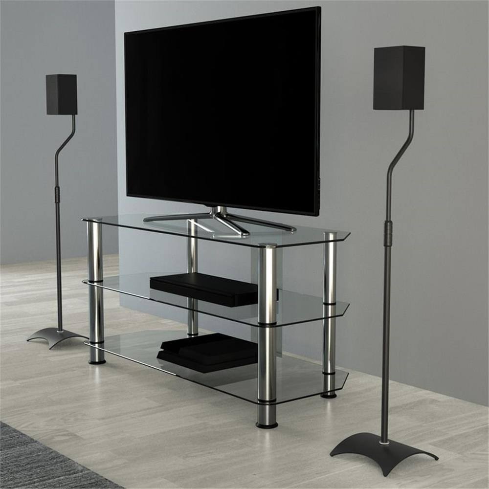 Alt View 2. AVF - Steel Speaker Floor Stands with Adjustable Height (Set of 2) - Black.