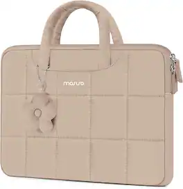 mosiso - Laptop Case 13-13.3 inch Puffy Laptop Sleeve with Handle for MacBook Air Pro Neo 13 14 HP Dell ASUS Lenovo - Brown