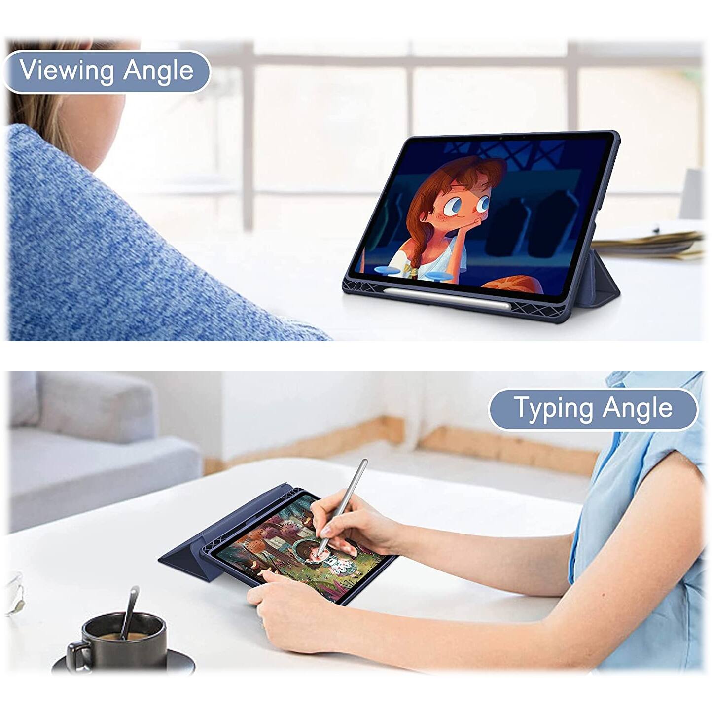 Alt View 13. SaharaCase - Folio Case for Samsung Galaxy Tab S8 - Clear/Navy Blue.