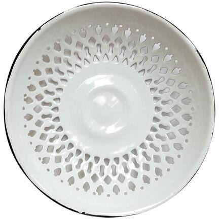Front. BreeBe - Enamelware Bread Plate - White.