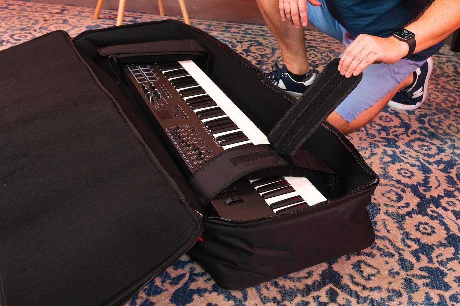Alt View 1. Gator - Padded 61-Key Keyboard Gig Bag, Water-Resistant Heavy-Duty Nylon Exterior and 20mm Protective Foam Padding - Black.