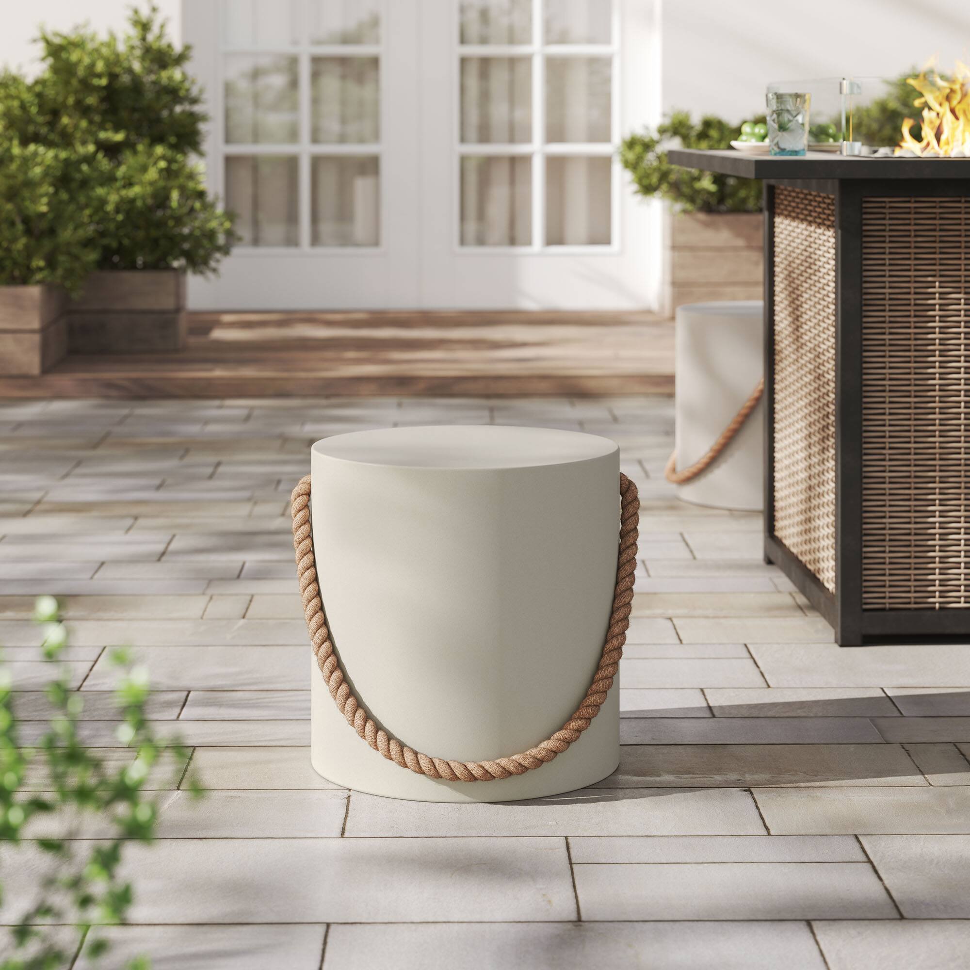 Alt View 1. Modway - Isera Indoor - Outdoor Patio Rope Concrete Side Table Stool by Modway - Light Gray.