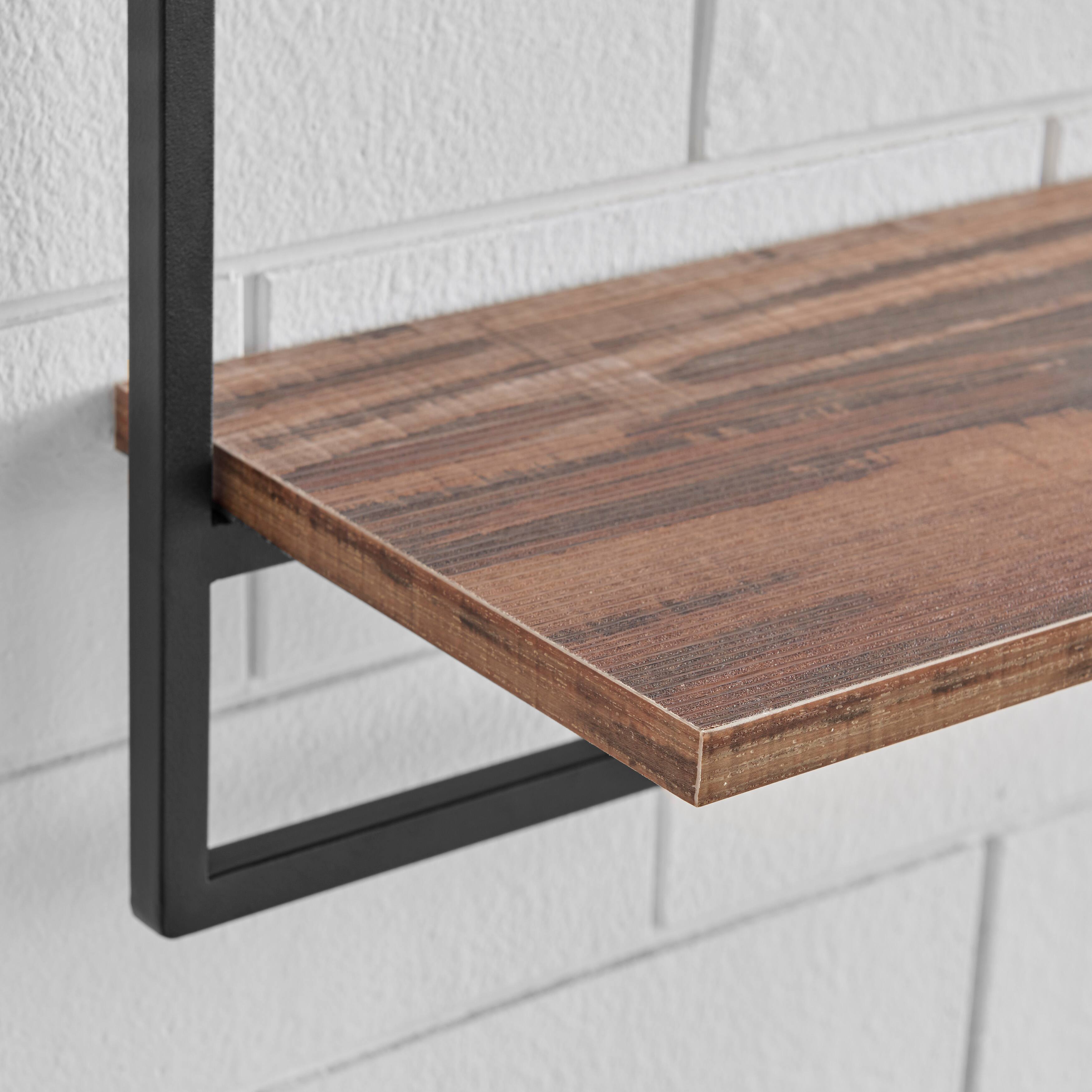 Alt View 1. Danya B - Framed 4-Piece Shelf Set - Black Metal Frame and Rustic Distressed MDF Shelves - Black, Rustic Brown.