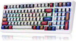 AULA - F99, 99-Key, Wireless, Hot Swappable, Mechanical Gaming Keyboard, RGB, 5-Layer Padding, 8000 mAh Battery - Black White Blue Red