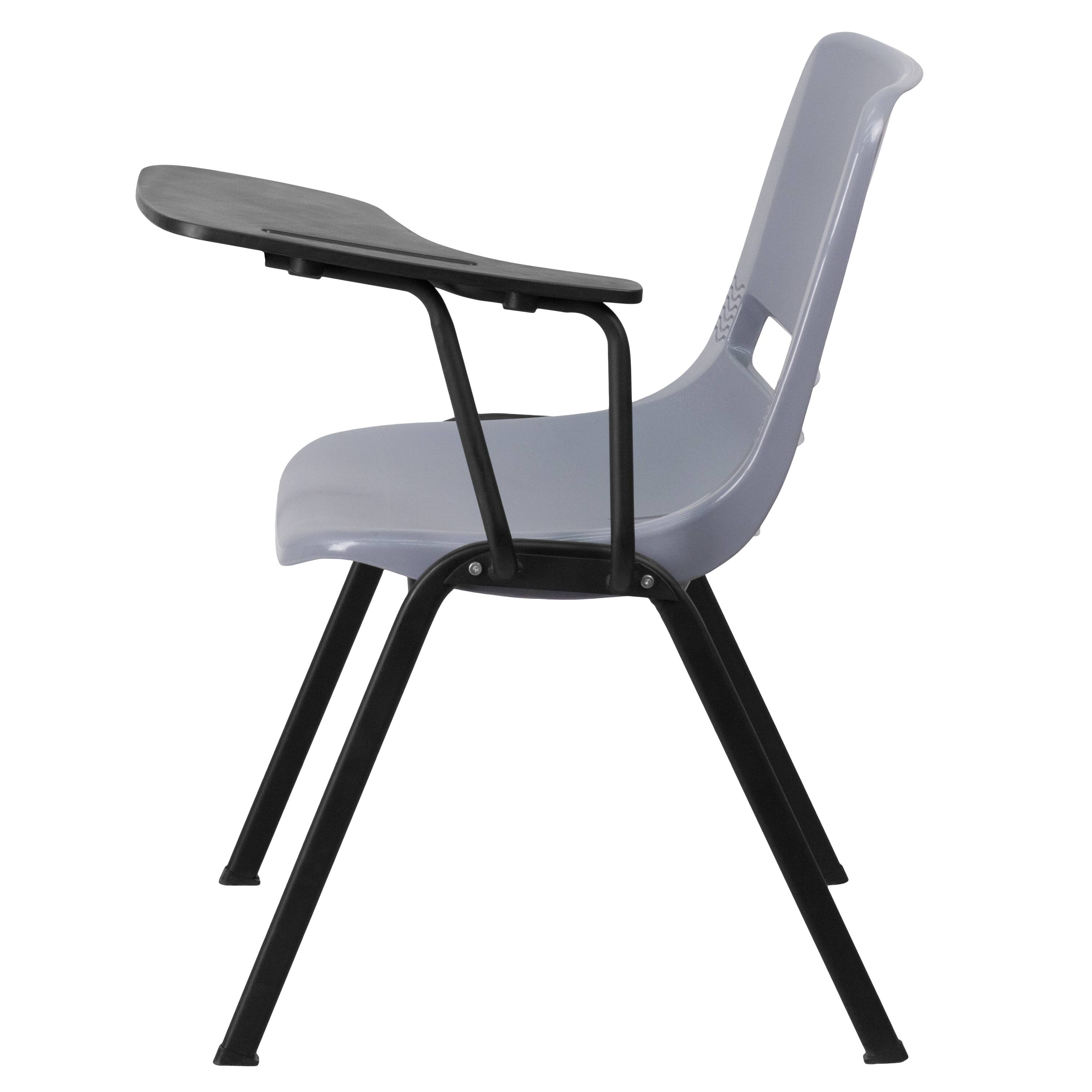 Alt View 4. Emma + Oliver - Ergonomic Shell Chair with Left Handed Flip-Up Tablet - Tablet Arm Desk - Gray.