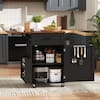 Front. Whisen - 39" Farmhouse Kitchen Island Cart with Drop Leaf, Storage Cabinet, Drawer, Rolling Wheels for Kitchen - Black.