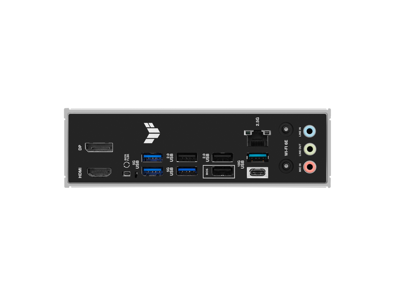 DP HDMI SOIE FLUK L 5G USB 2.0 USB SG USB 2.0 USB BIOS 10G USB 2.5G 6E WI-FI Z LINE CUT LINE E MIC