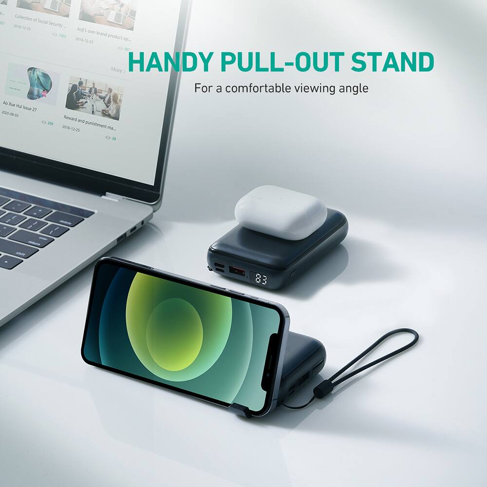 Handy Pull-Out Stand For a comfortable viewing angle.