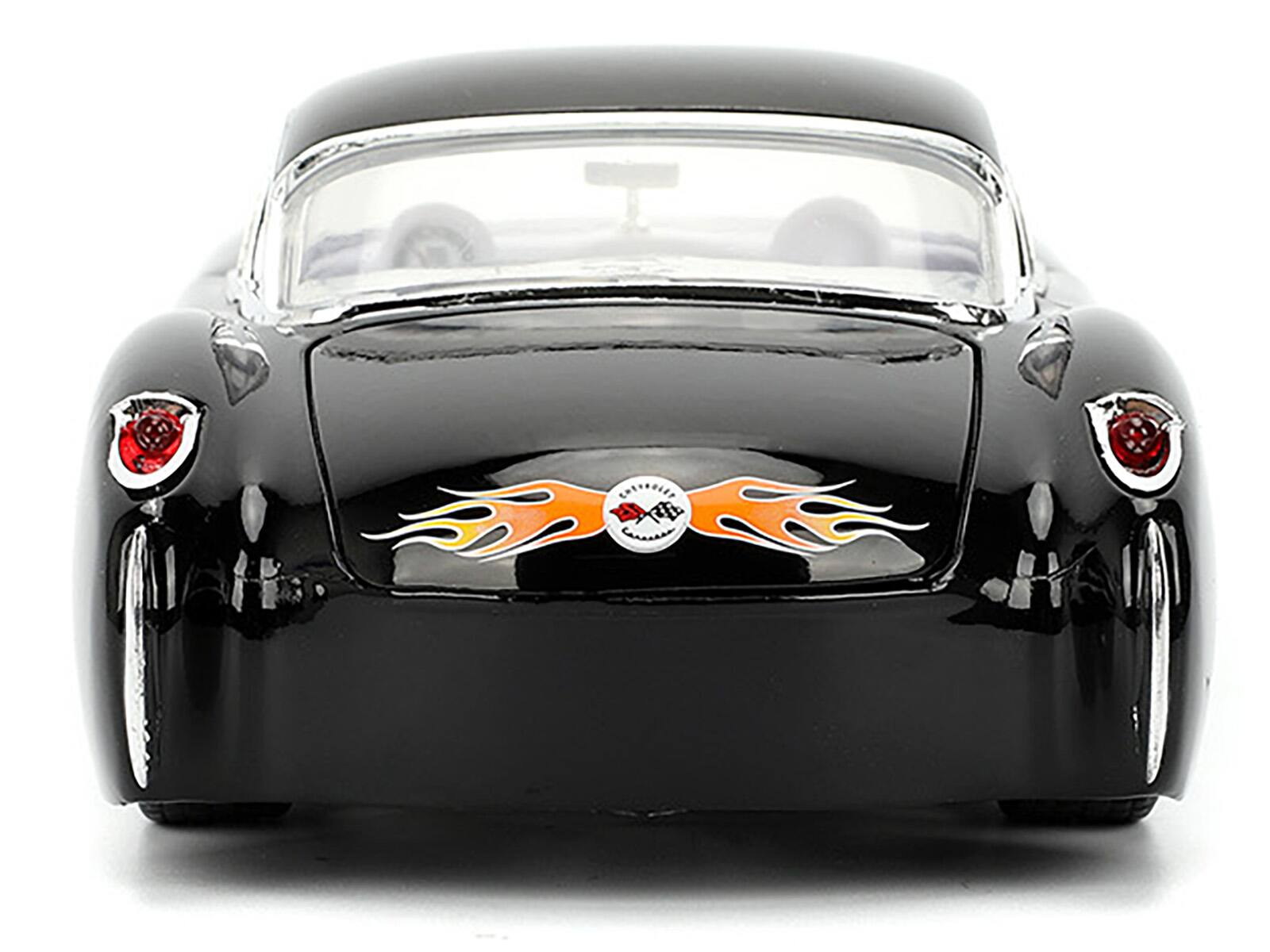 Alt View 6. Jada - 1957 Chevrolet Corvette Black with Flame Graphics and White Interior "Bigtime Muscle" Series 1/24 Model Car by Jada.