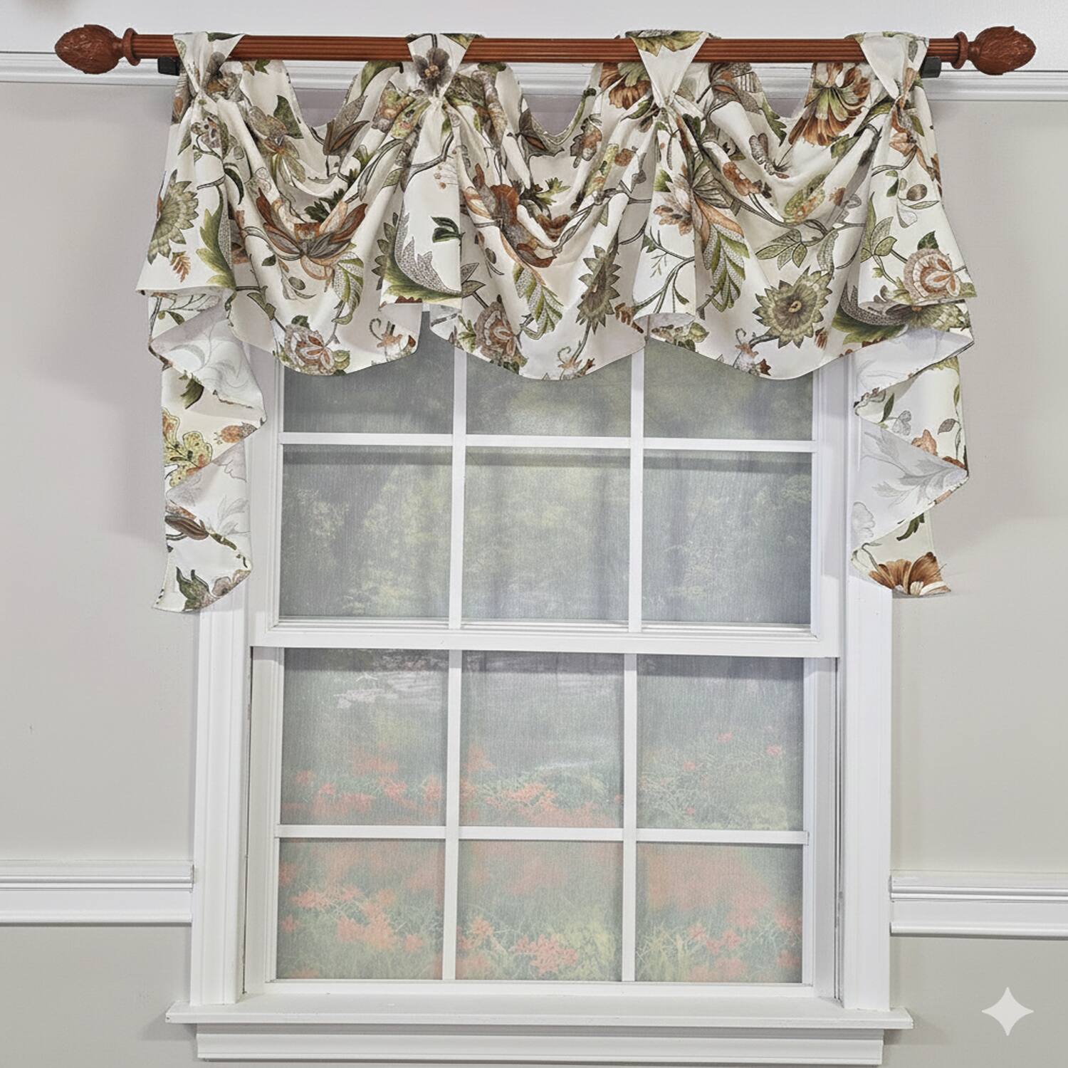 Angle. RLF Home - RLF Home Zanzibar 3-S Victory 100% Cotton Tab Top Swag Window Curtain 54" x 25" Orange - Orange.