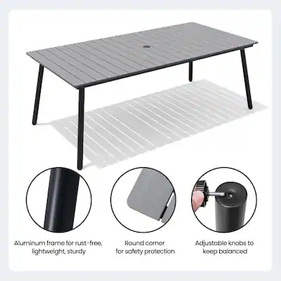 Aluminum frame for rust-free, lightweight, sturdy  
Round corner for safety protection  
Adjustable knobs to keep balanced