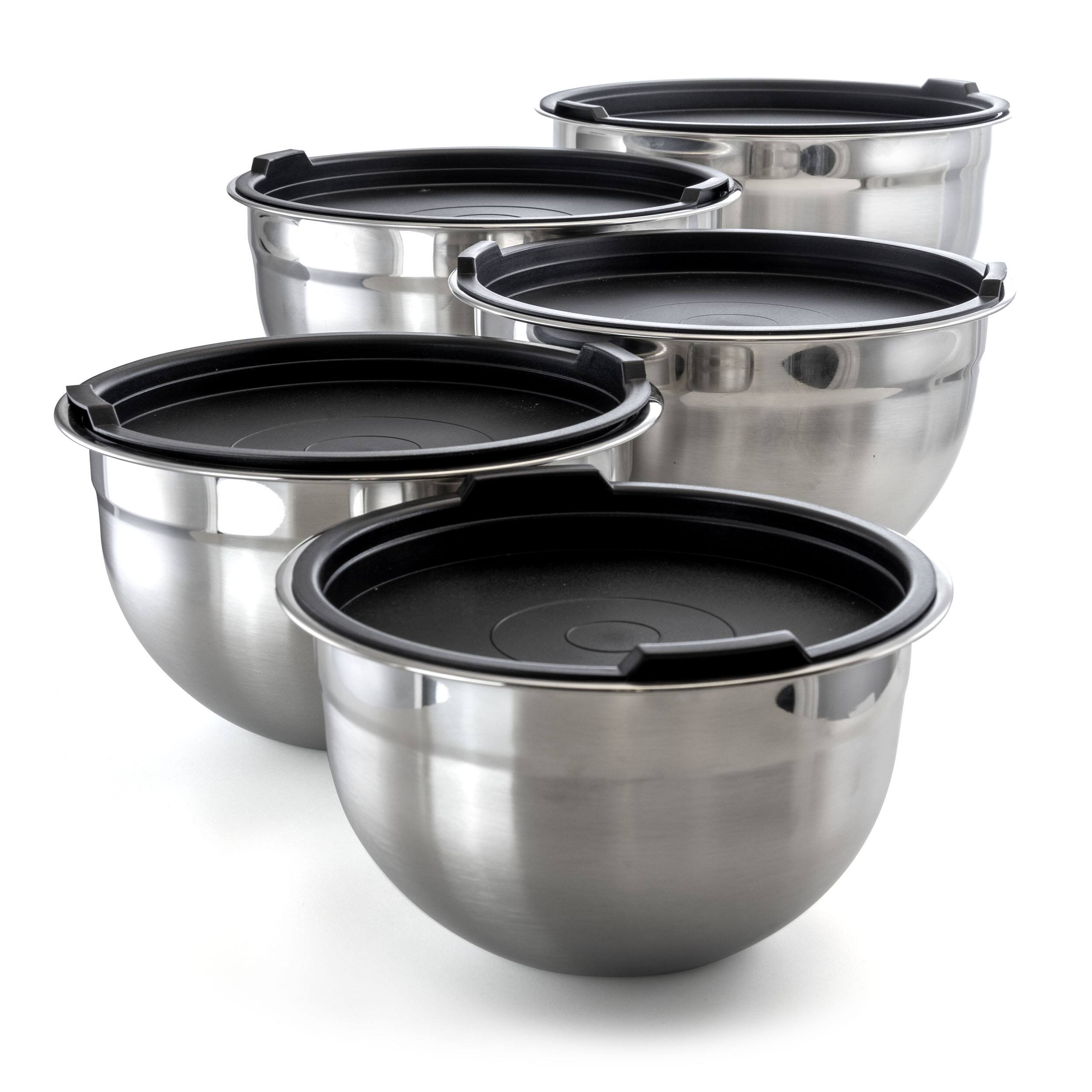 Alt View 9. MegaChef - MegaChef 5 Piece Multipurpose Stackable Mixing Bowl Set with Lids - Silver.