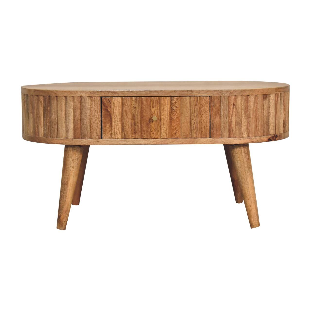 Front. Artisan Furniture - Artisan Furniture Solid Wood Stripe Coffee Table, 2 Drawers, Light Brown - Brown.