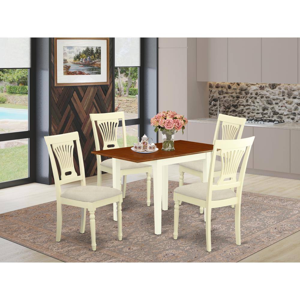 Angle. East West Furniture - Dining Room Set Buttermilk & Cherry - Brown.