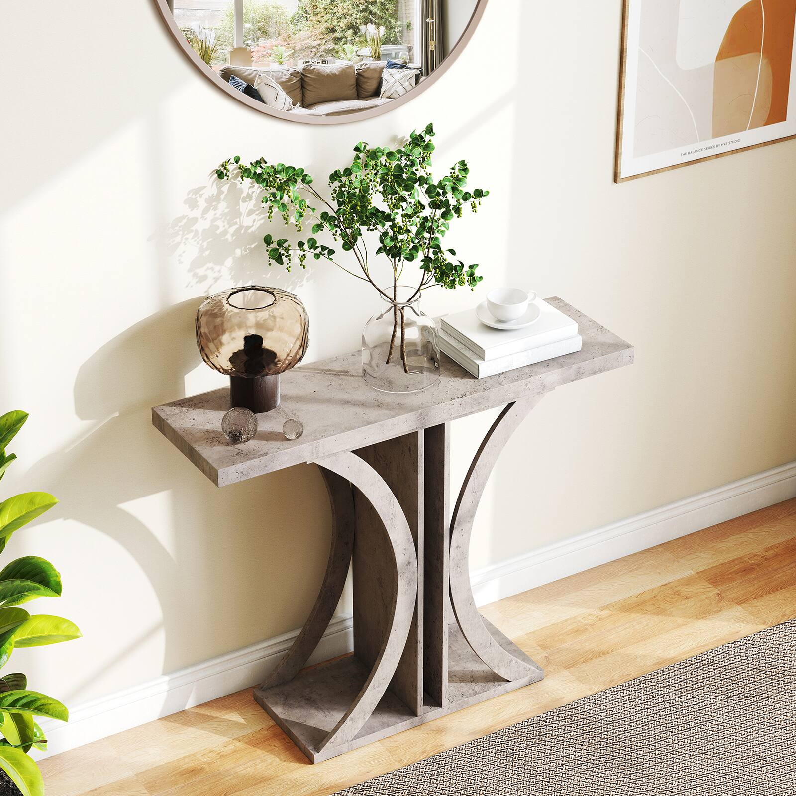 Alt View 1. Gymax - Gymax Console Table 40'' Rectangular Entryway Table w/Geometric Frame for Living Room Gray - Gray.