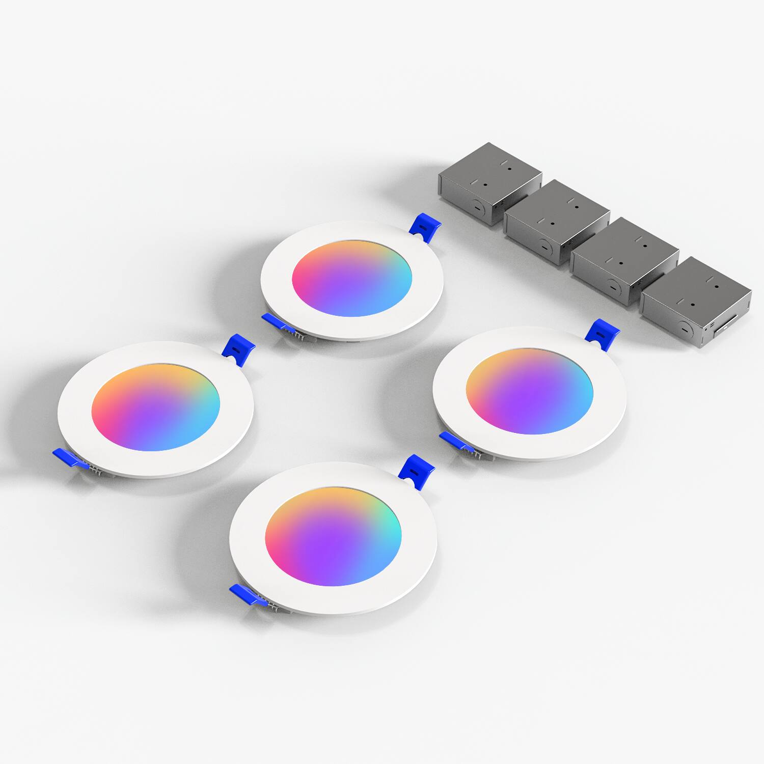 Lepro - R2 AI LED Recessed Light, 6in. 12W 1050lm, RGBCW Dimmable - 4 Pack - Multi-color