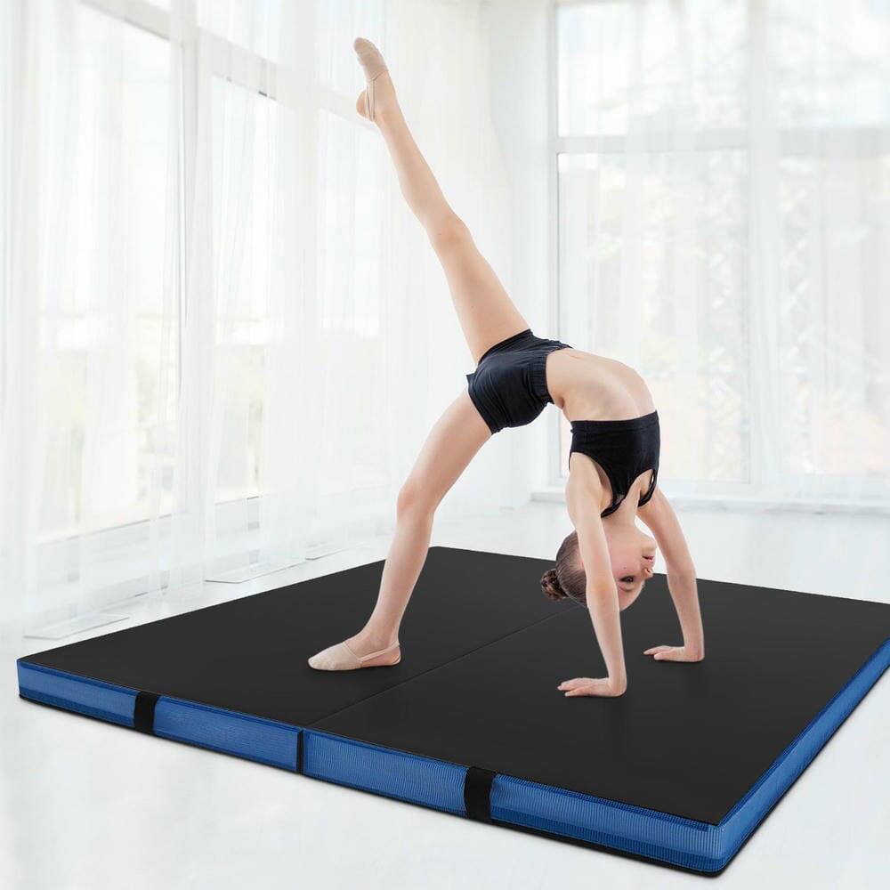 Alt View 4. Kadyn - Thick Bi-Fold Exercise Gymnastics Mat with Carrying Handles - Black - Black.