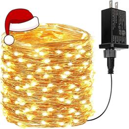 THIRSTY TURTLE - 66ft Plug-In Fairy String Lights, 200 LED Warm White, Waterproof, 8 Modes
