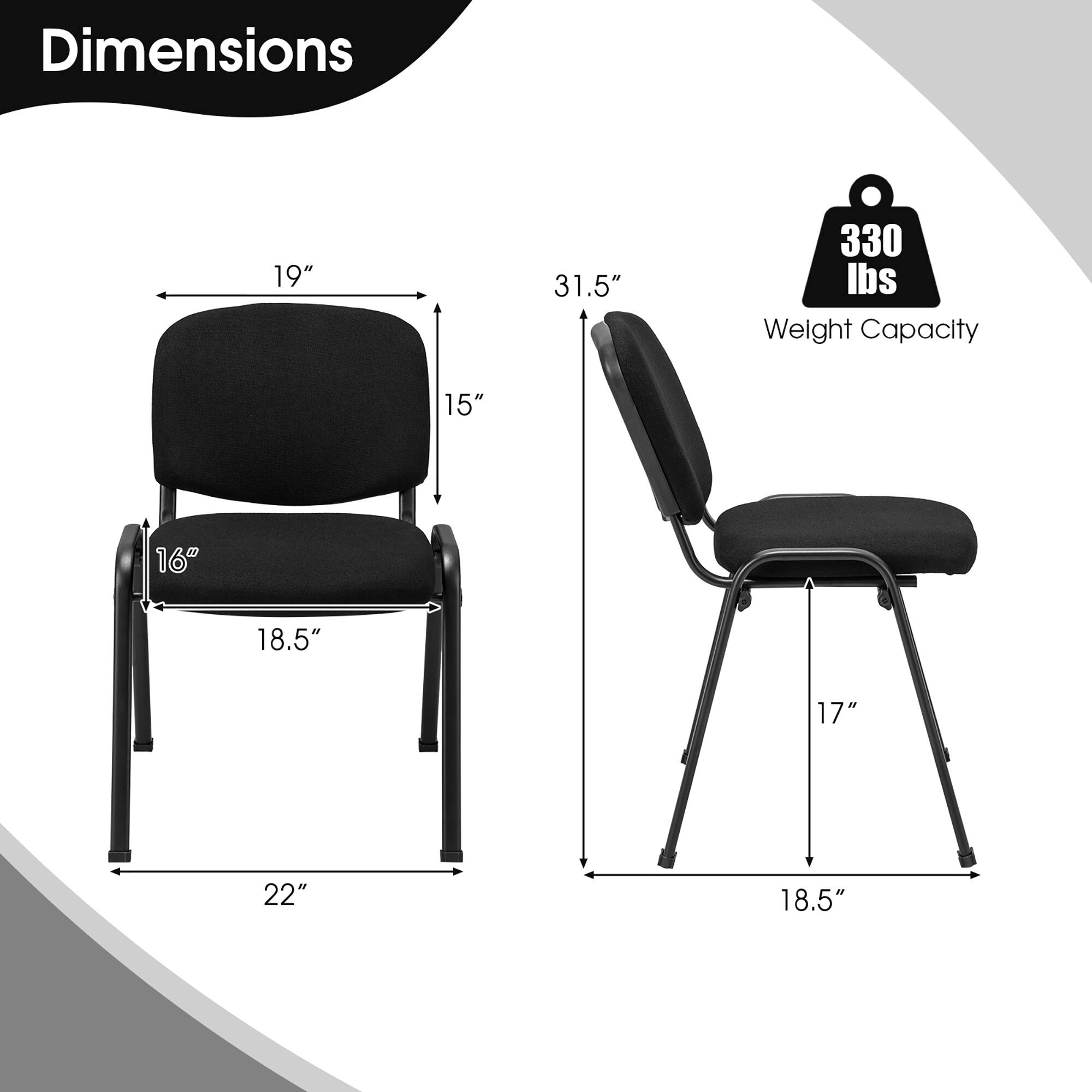Dimensions: 19" x 15" x 16" x 18.5" x 22"  
Weight Capacity: 330 lbs