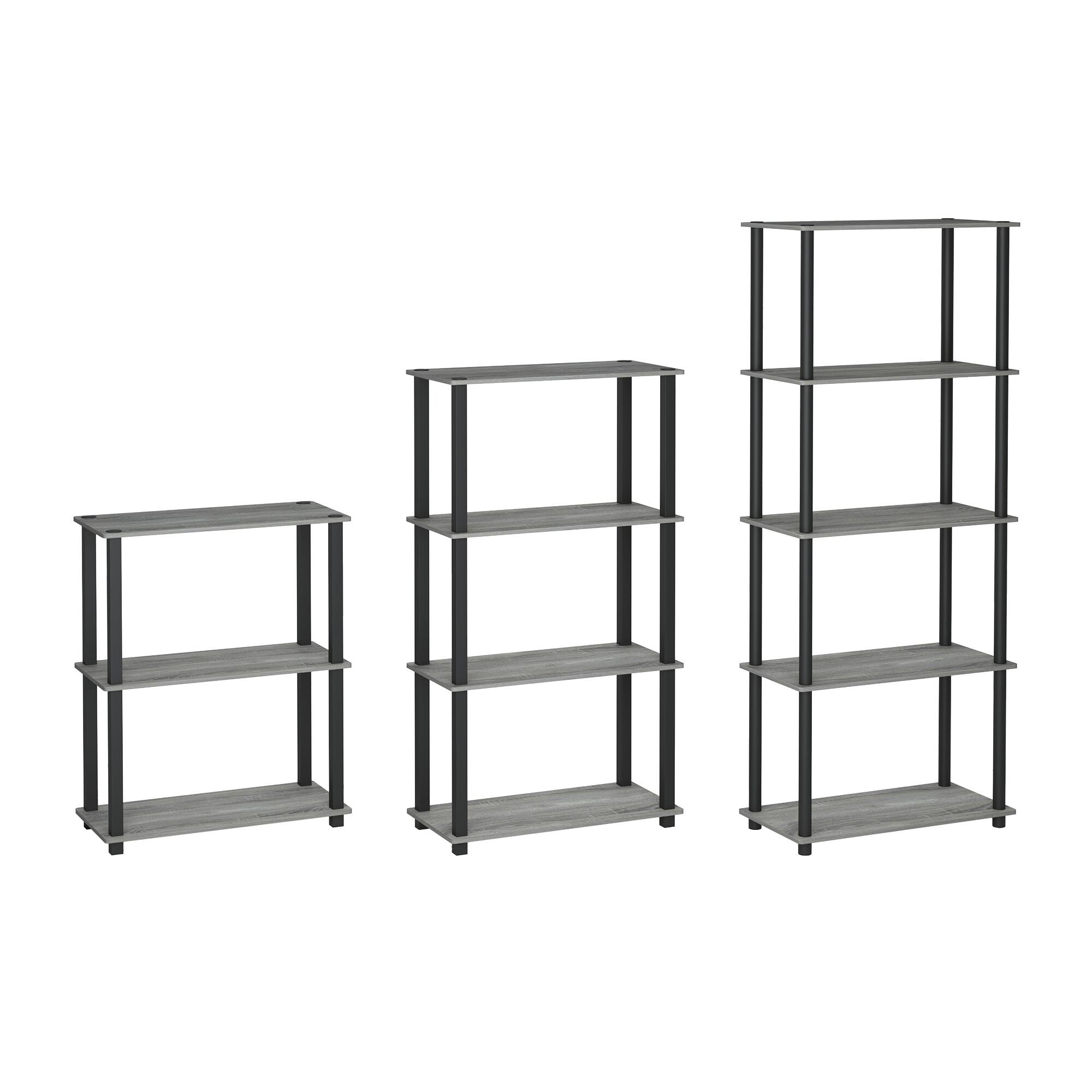 Alt View 4. HOMLUX - 5-Tier 57.4" Open Shelf Bookcase Compact Storage Bookshelf for Living Room Bedroom Office Gray & Black - Gray & Black.